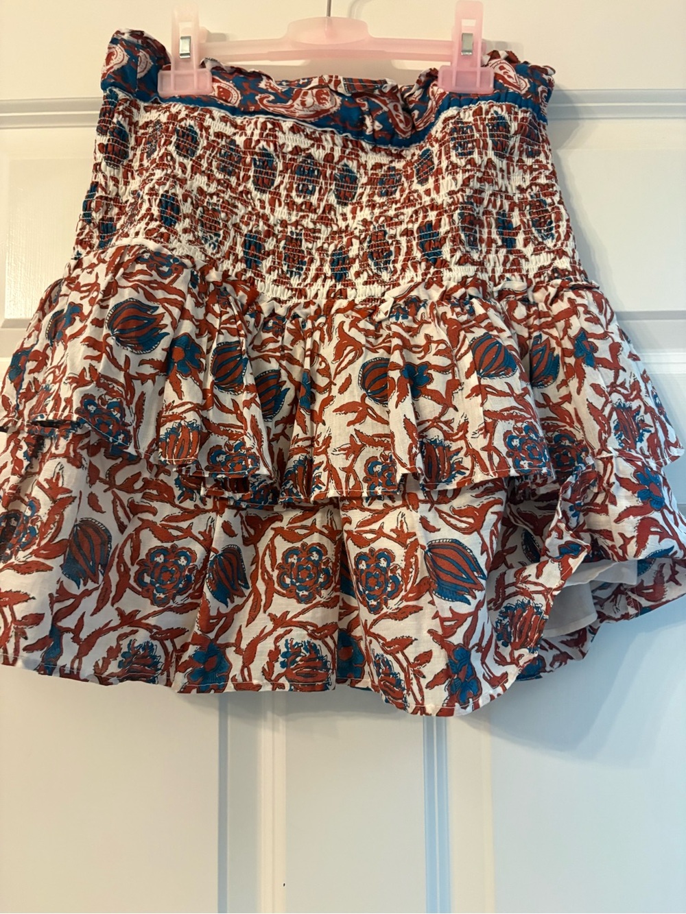 House of Harlow Floral Tiered Smocked Ruffle Skirt
